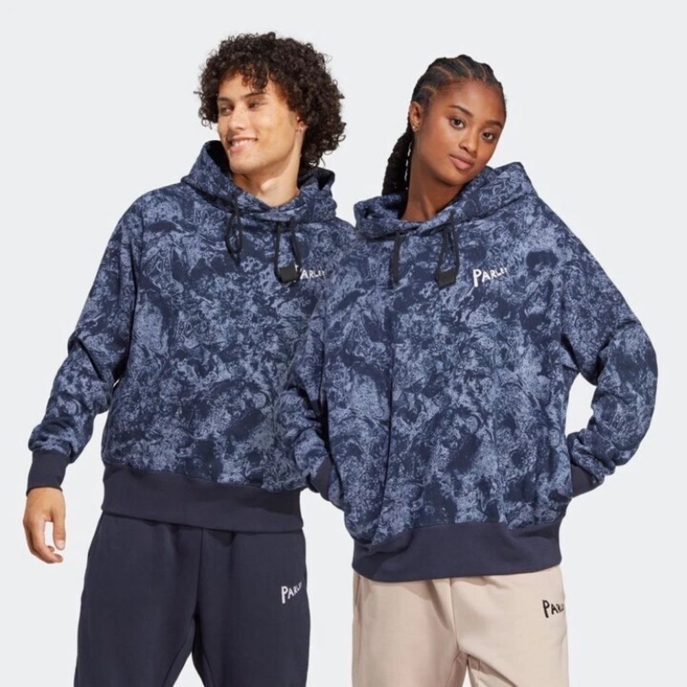 ADIDAS x PARLEY Unisex Hoodie featuring a patterned, ocean-inspired design